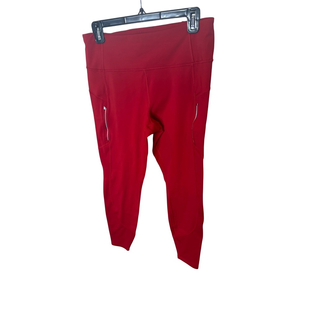 Athleta Rainier Tight Legging Pants Red High Rise Zipper Pockets‎ Women's Size L